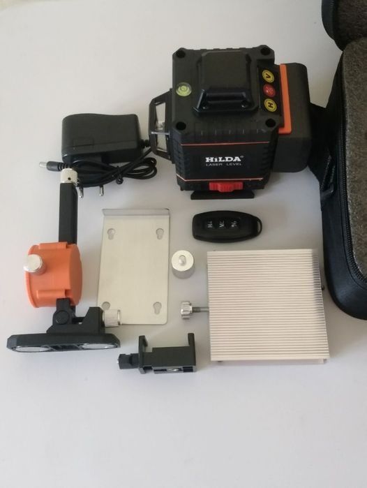 ПОВНИЙ комплект Hilda 4D 16 ліній ЗЕЛЕНИЙ Лазерний рівень нівелір 4D