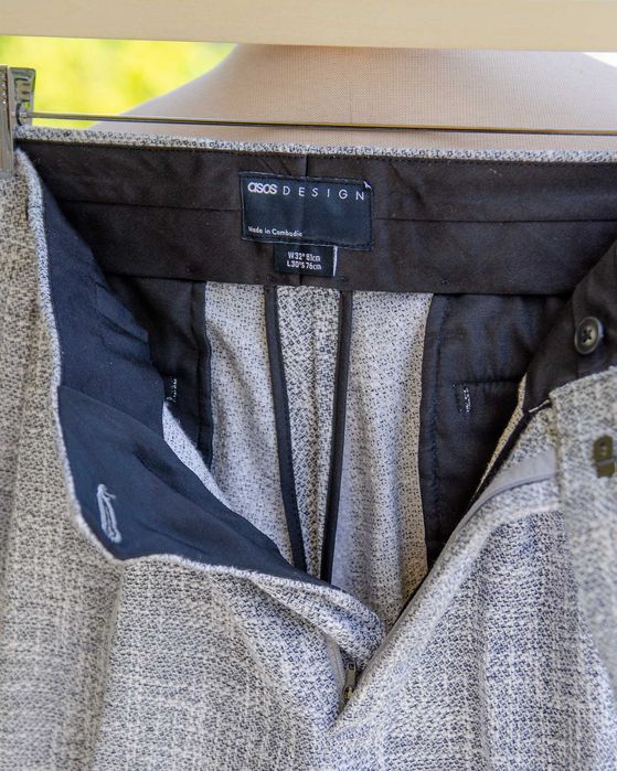 Lekkie dandysie spodnie Asos r50, bawełna, zakładki, przedłużony pas, wysoki stan