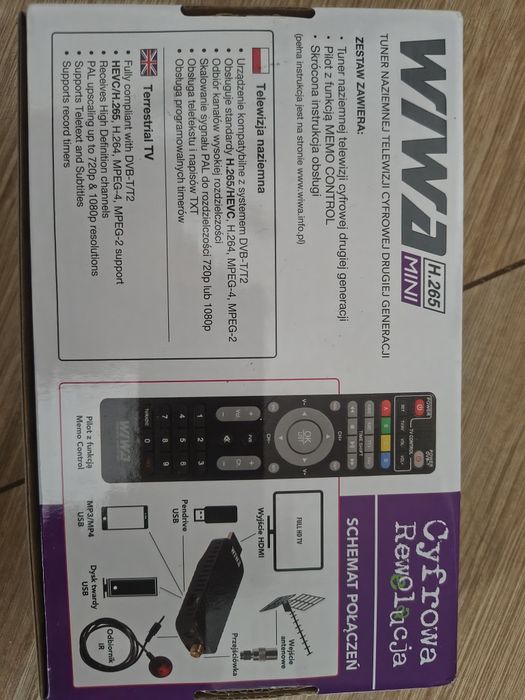 Tuner Dekoder DVB-T2 Wiwa H.265 Telewizja Naziemna HEVC MINI PVR EPG