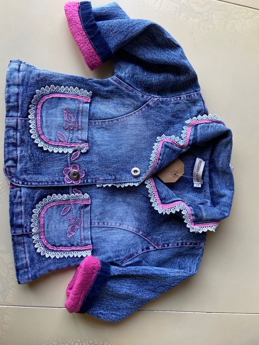 новий Фірмовий джинсовий теплий піджак для дівчинки від 2,5 до 4 років