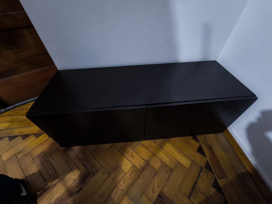 Móvel TV castanho escuro efeito madeira 2 portas