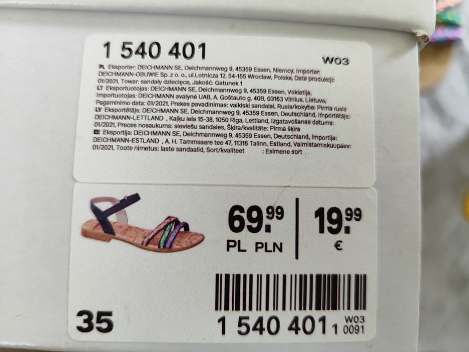 Sandałki granatowe z kolorowymi paskami Graceland r.35.