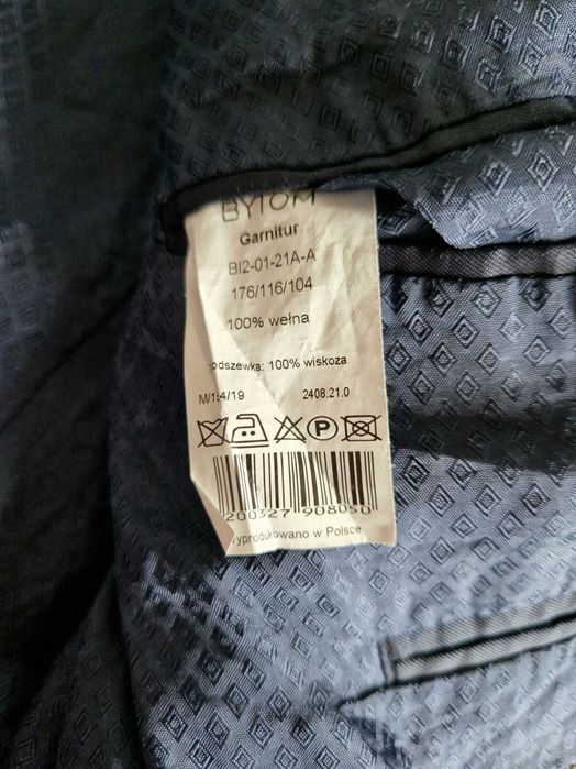 Garnitur męski Bytom XL 100% wełna granatowy + koszula gratis