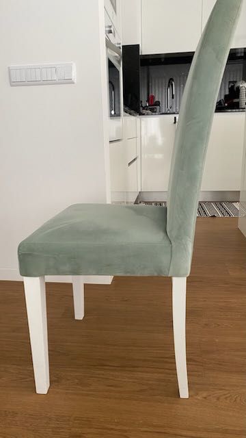 Cadeiras veludo verde agua
