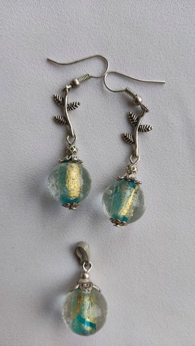 Komplet kolczyki wiszące+ wisiorek