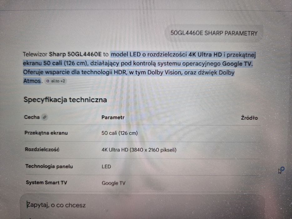 Telewizor LED Sharp 50GL4460E