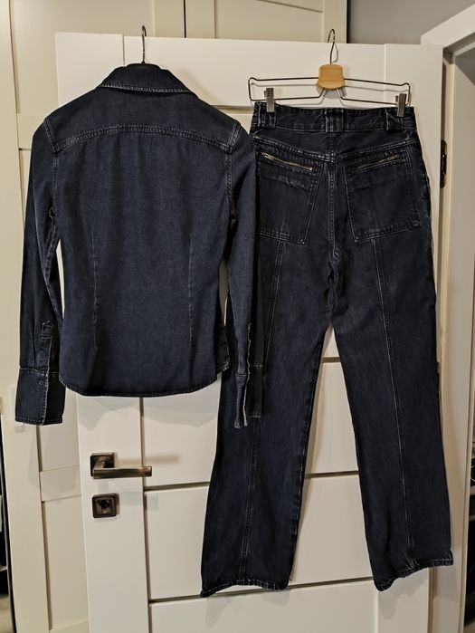 Komplet jeansowy Zara koszula spodnie jeans rozmiar S