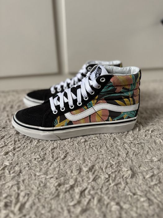 Buty sportowe trampki Vans Sk8 Hi czarne kwiaty
