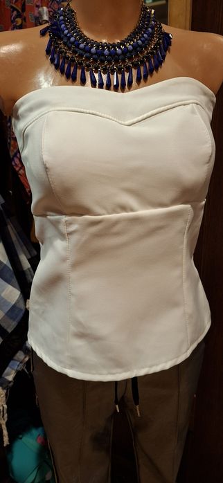 Gorsetowy top bez ramiączek VERO MODA biały ecru M 38 biust 90