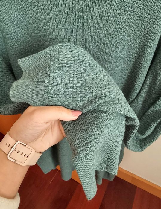 Camisola verde marinho Massimo Dutti Cotton Cashmere, tamanho L