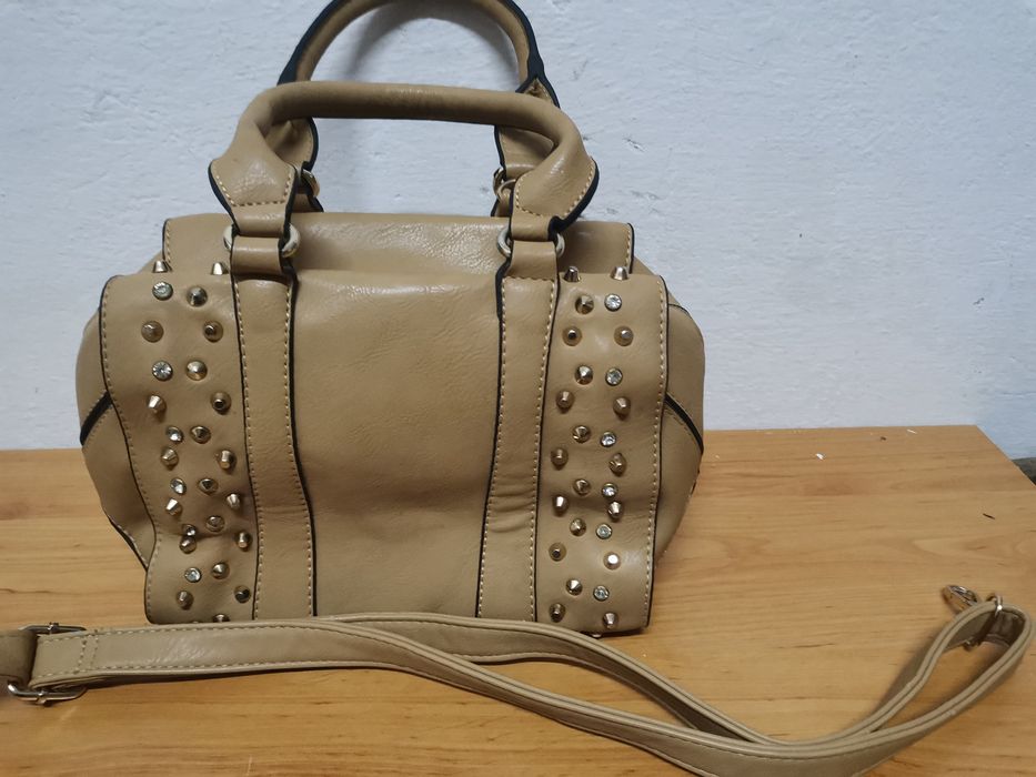 Torba torebka damska brązowa / beżowa + pasek na ramię