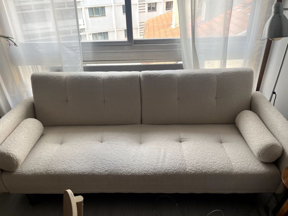 Sofá reclinável de 3 lugares SKLUM – Chenille Branco