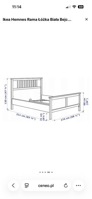 Łóżko Ikea Hemnes 160x200 + 2 stoliki nocne