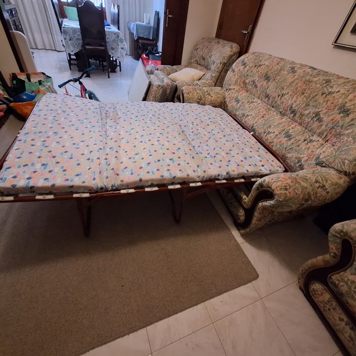Sofas conjunto 1 sofa cama e 2 sofas individuais  em tecido italiano c
