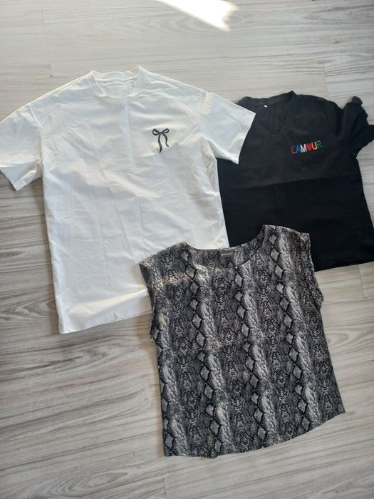T shirt bluzki z krótkim rękawem zestaw roz M-L