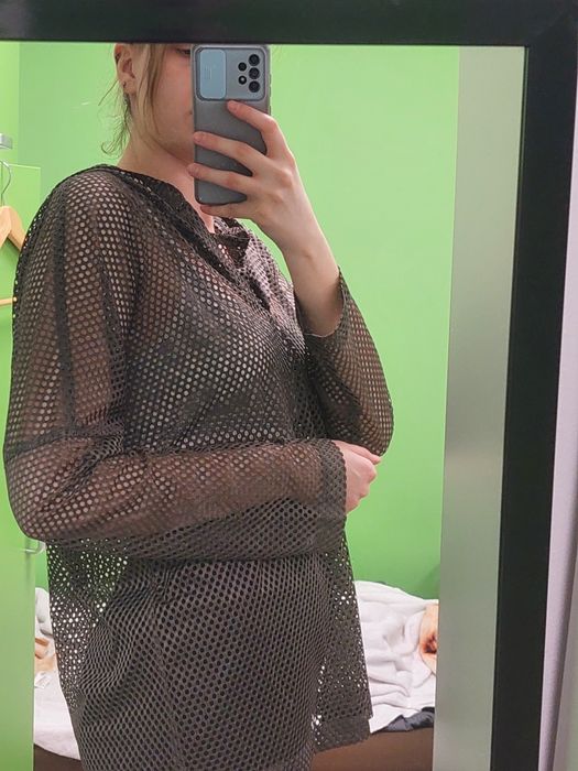 Bluza z kapturem siateczka, z dziurami, dziurkami okrągłymi oversize