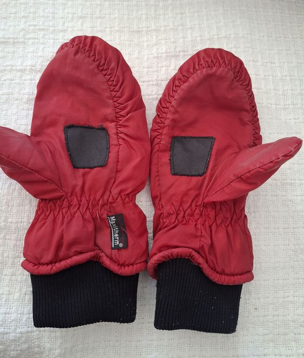 Zimowe dziecięce rękawiczki z jednym palcem czerwone dziewczynka