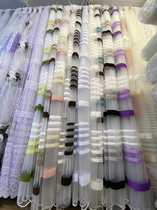 Тюль Фатін Полоска тюлі фатин льон,бамбук, в спальню, в дитячу, штори