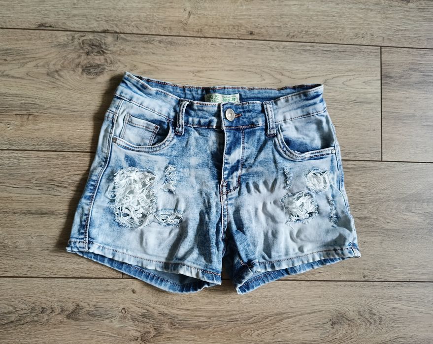 Szorty spodenki M 38  jeansowe dżinsowe koronka