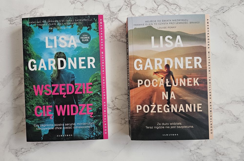 Książki "Wszędzie cię widzę" oraz "Pocałunek na pożegnanie" Lisa Gardner