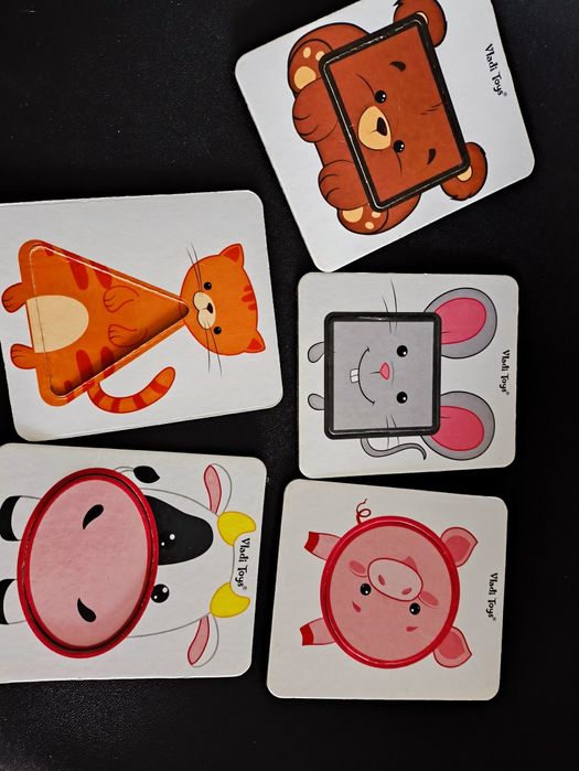 Карточки пазл картонные животные