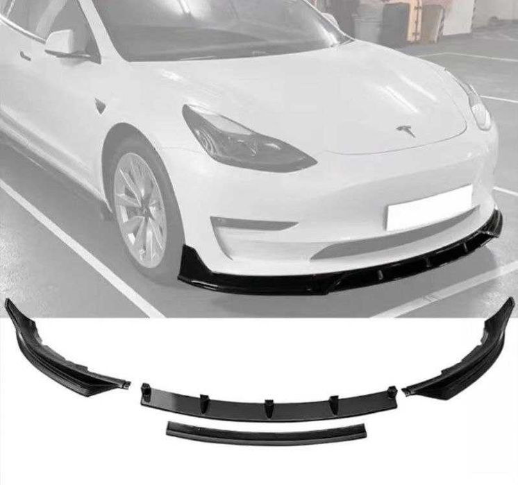 Сплиттер для Tesla Model 3 диффузор спойлер губа пороги обвес сплiтер