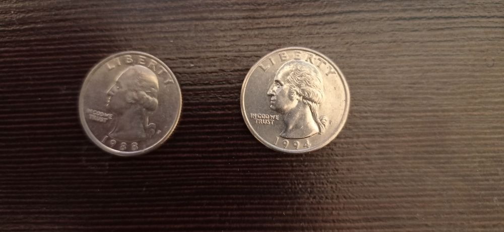 Монета liberty quarter dollar перевертень