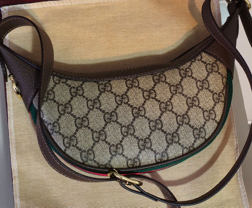 Classic GG Pattern Shoulder Bag – Brown Canvas & Leather Trim