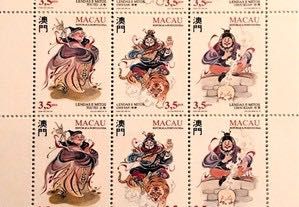 Folha miniatura selos - Lendas Mitos III - Macau - 1996