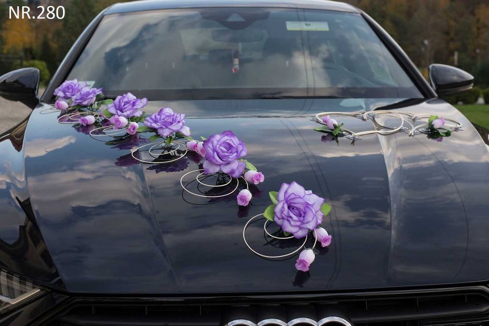 Dekoracja na samochód dla Młodej Pary.Ozdoby,kwiaty na auto  280