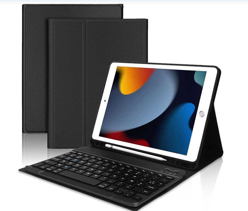 Etui i klawiatura do APPLE IPAD 9 generacja + szkło ochronne