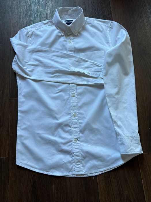 Стильная Мужская рубашка белого цвета CAP (S-М)- приталеная, Идеальная