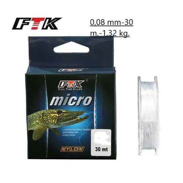 Żyłka wędkarska- Zimowa pod lód. 30 m. 0,08 mm. 1,32 kg.