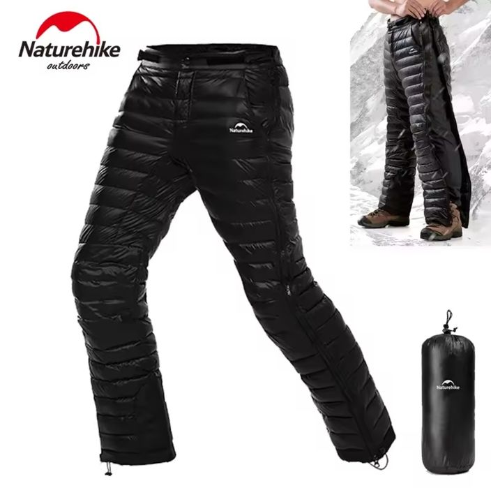 Пухові штани-самоскиди Naturehike Down pant Full Zip XL Black