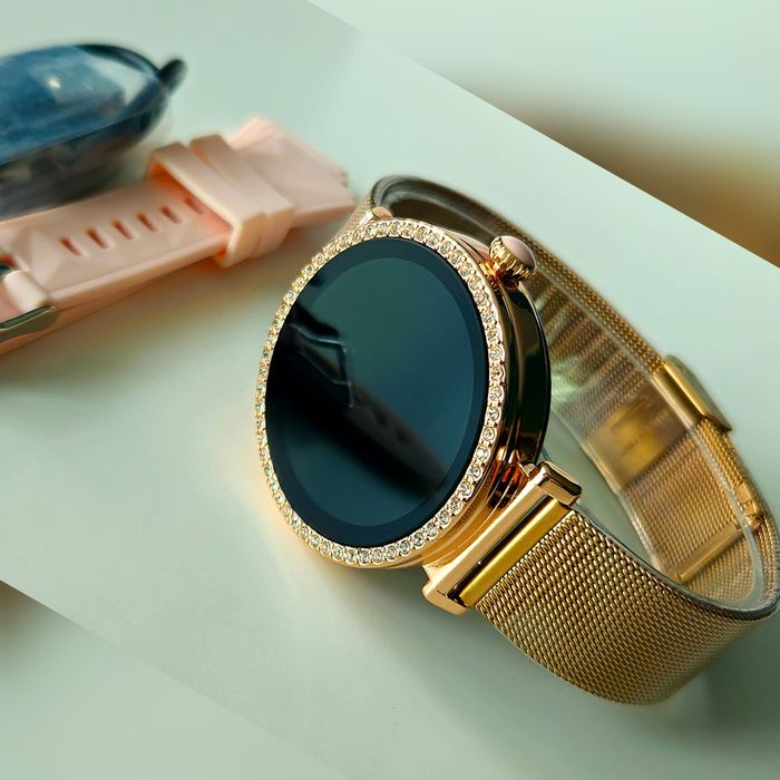 Elegancki funkcjonalny nowy zegarek damski kryształki smartwatch