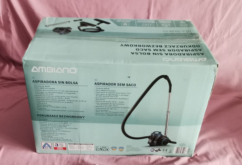 Aspirador sem saco Ambiano 850w NOVO