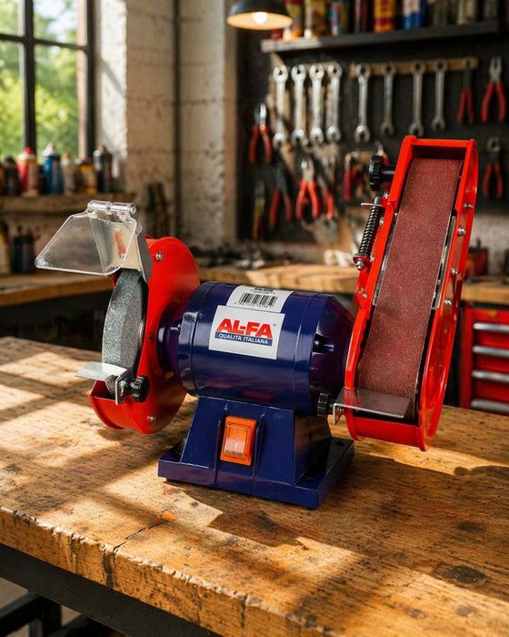 Шліфувально-заточний верстат AL-FA 1850W | Точило + стрічковий гриндер 2в1