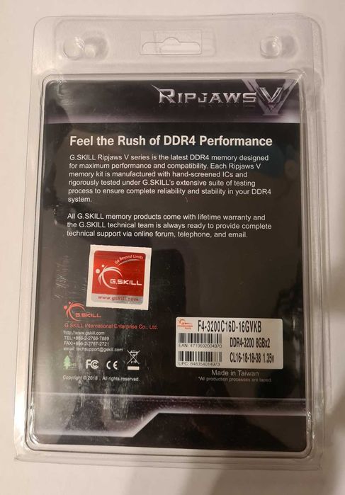 Pamięć G.SKILL RIPJAWS 16GB (2x8GB) DDR4 3200 MT/s CL16