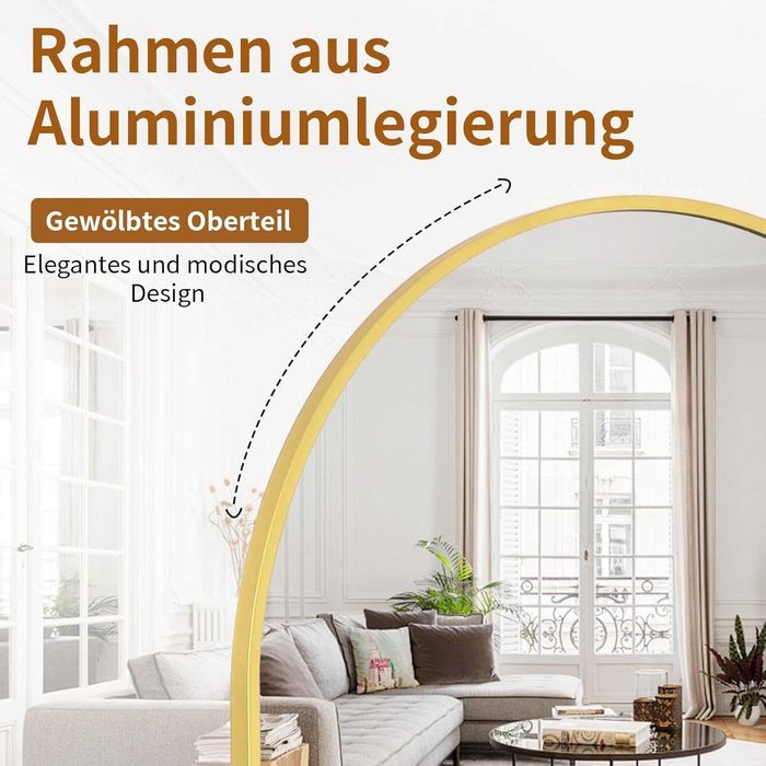 Nowe lustro / lusterko / stojące / półokrągłe / złote / 163x53 / R80!