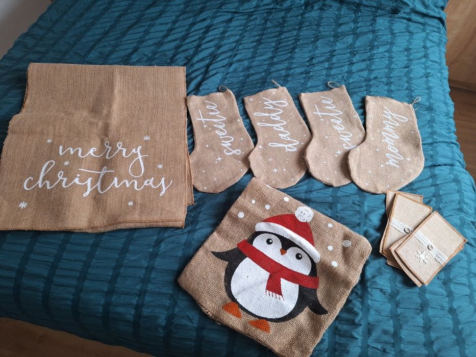 Zestaw świąteczny skarpety obrus