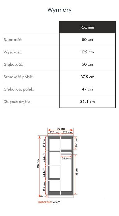 Szafa dąb Sonoma biały 2D 06 – Smyk III 80/50/192cm