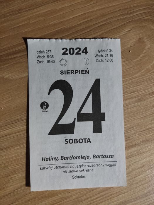 Kartka z kalendarza 24.08.2024