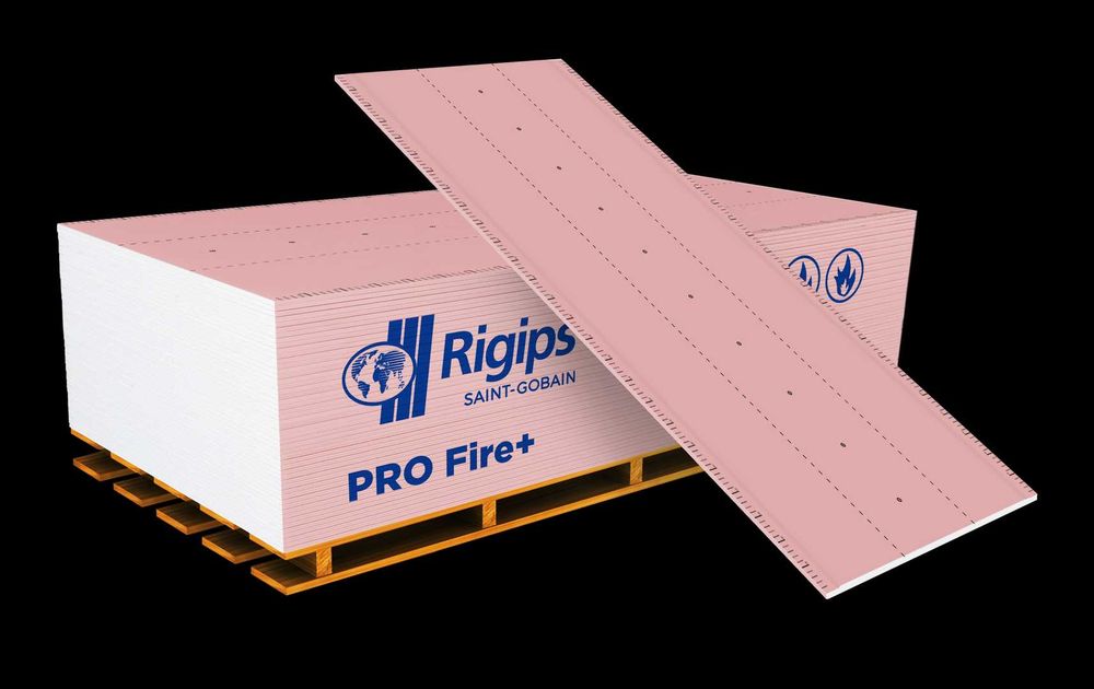 Płyta gipsowa Rigips PRO Fire GKF ogień różowa ognioodporna 12,5mm
