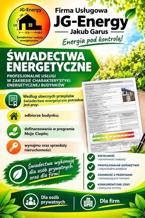 Świadectwa/Audyty Energetyczne budynku/mieszkania/lokalu