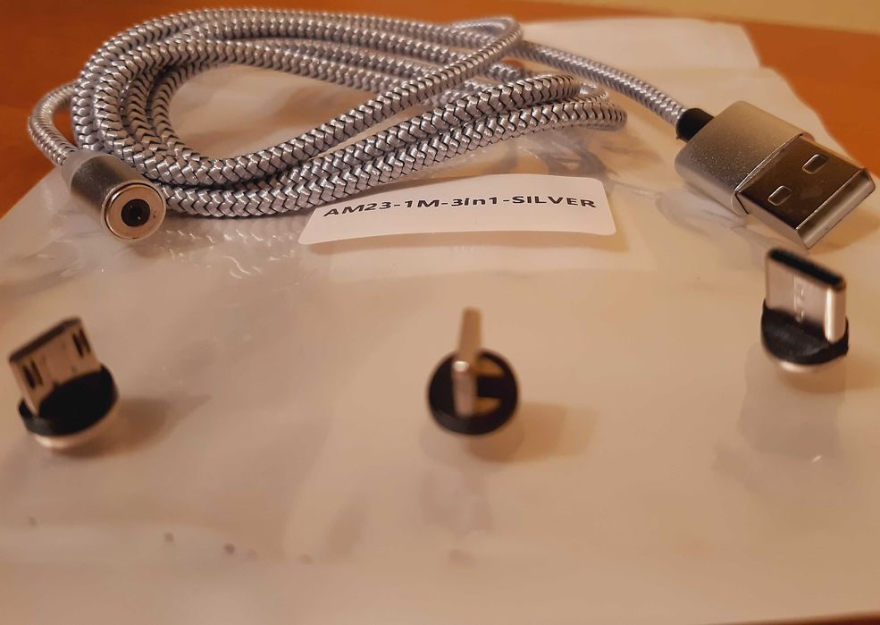 Kabel magnetyczny USB do szybkiego ładowania, 3 końcówki