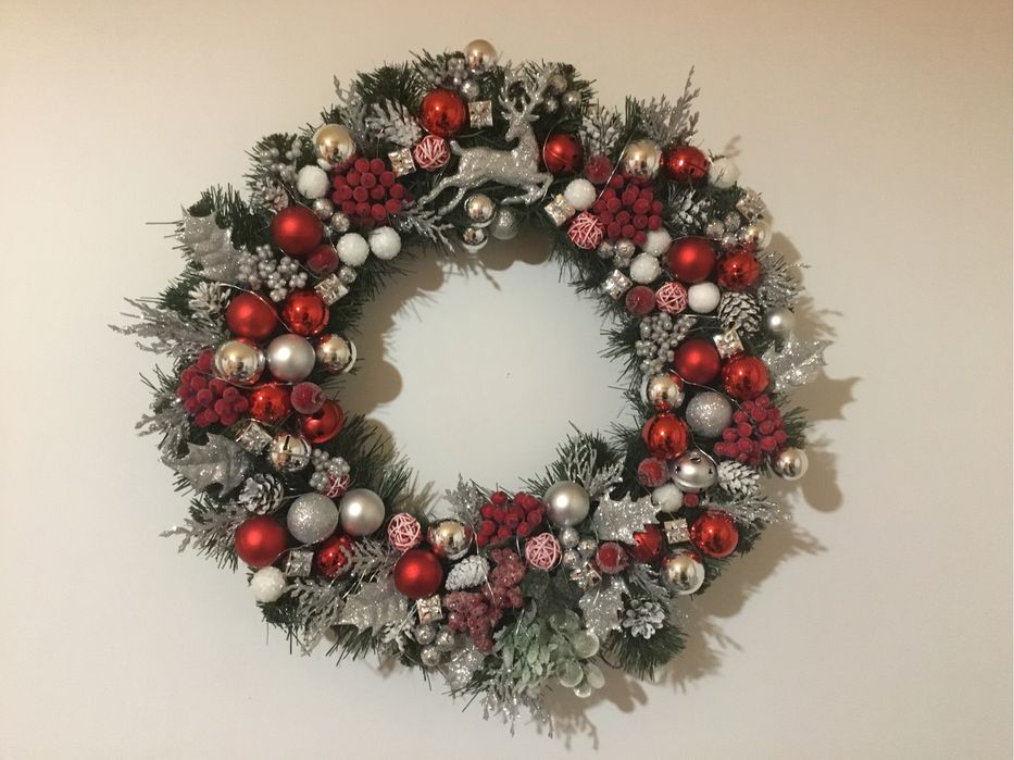 Новогодний веночек с подсветкой большой(53 см)