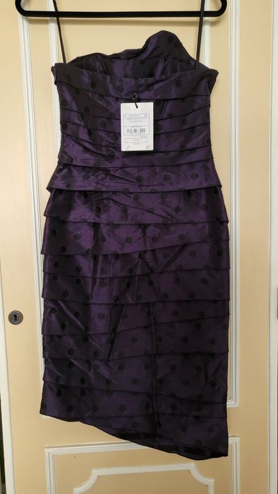 Vestido festa tubo em seda, novo 38