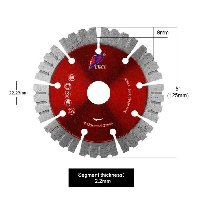Tarcza diamentowa segmentowa 125 mm x 22,23 mm DEYI – Nowa