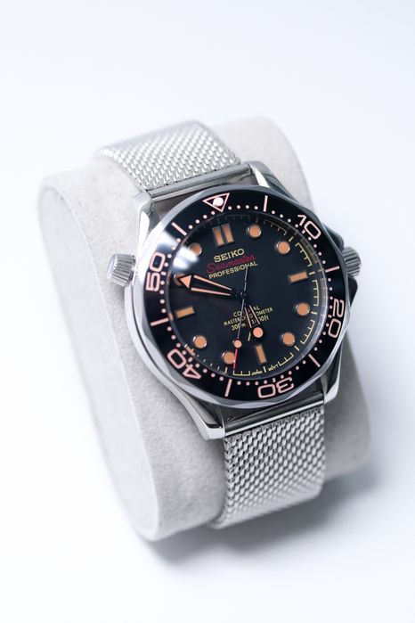 Zegarek Custom Mod Seamaster Black Orange 007 Seiko Mod