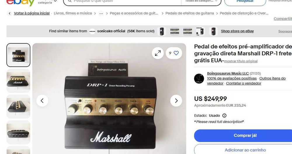 Marshall DRP-1 Direct Recording Guitar Preamp. COMO NOVO!